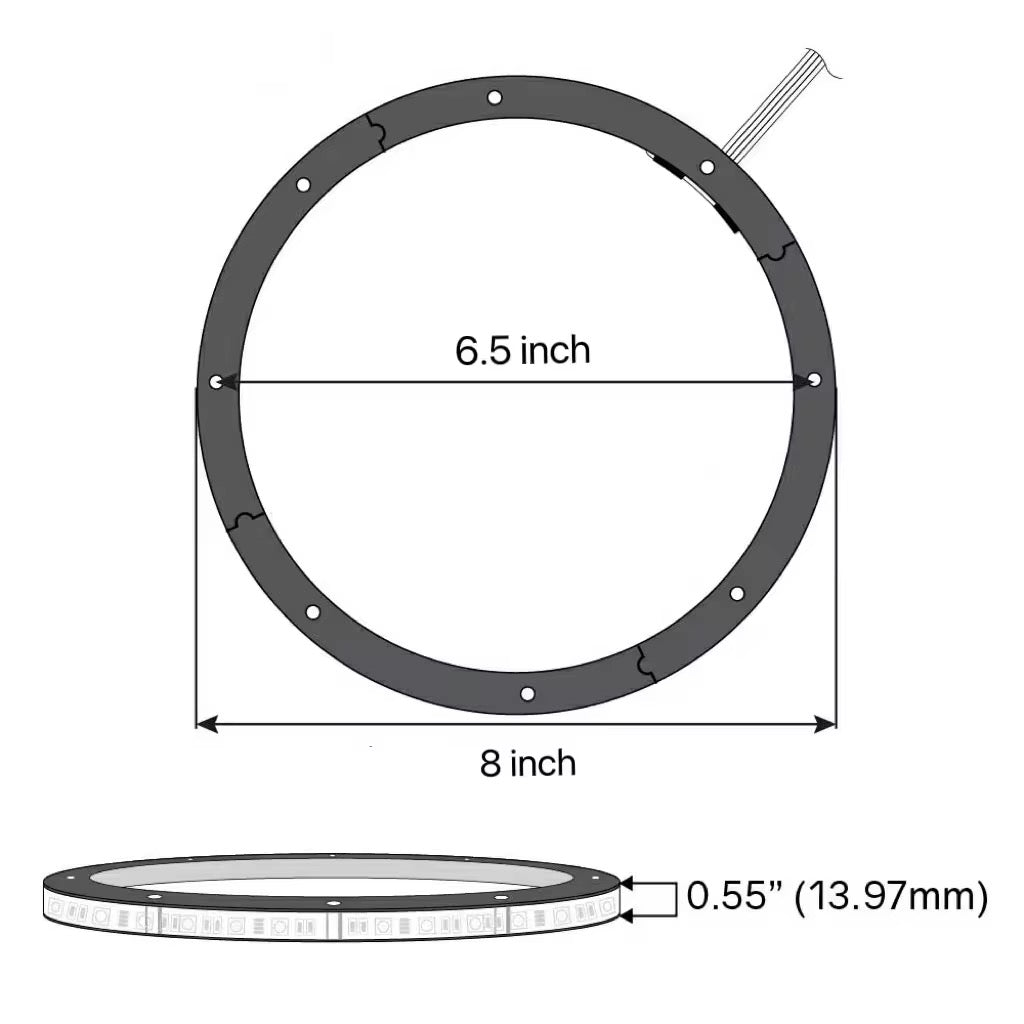 RGB LED Ringer 6.5” – 4 stk (Høyttalerbelysning)