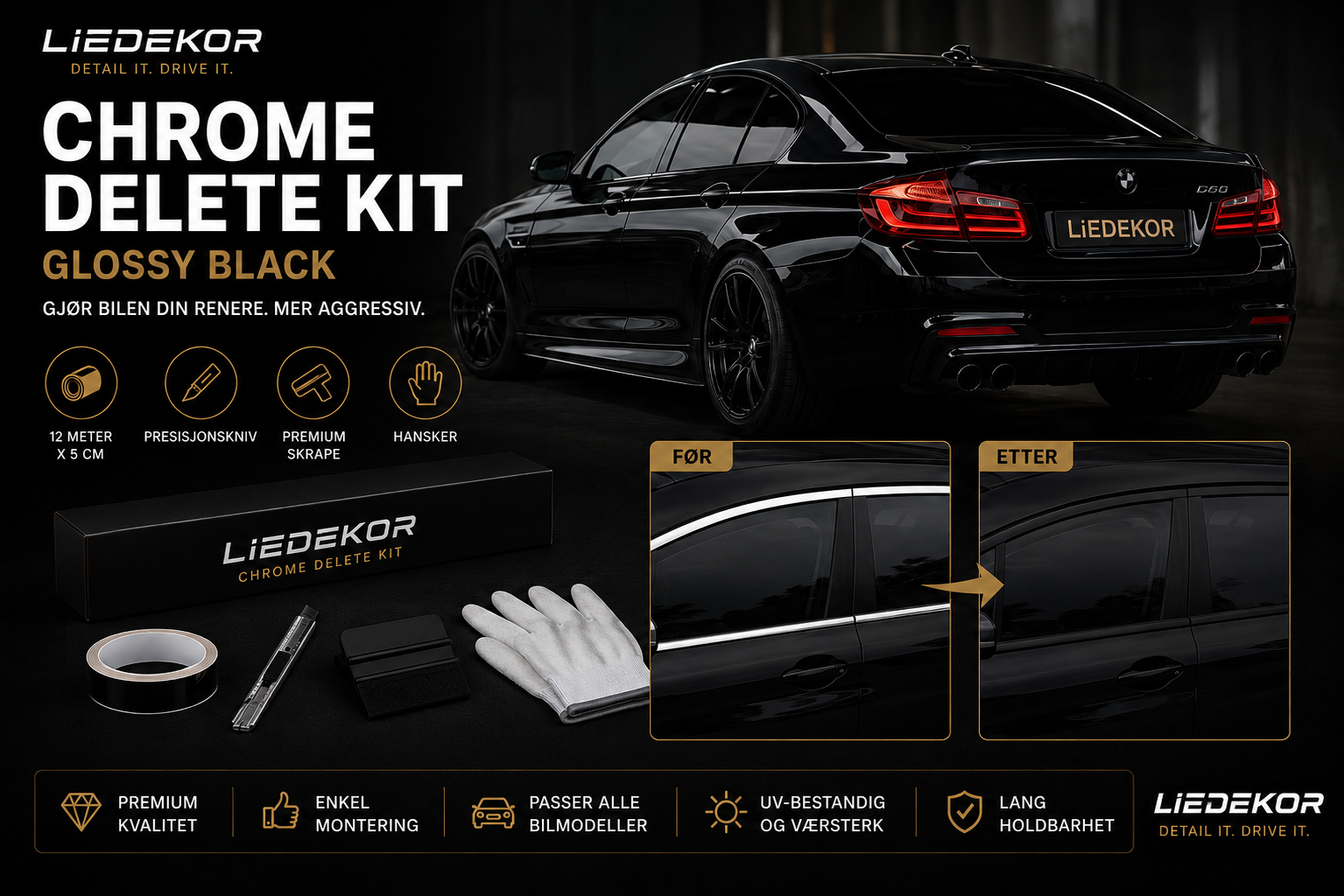 LieDekor Chrome Delete Kit – Gloss Black