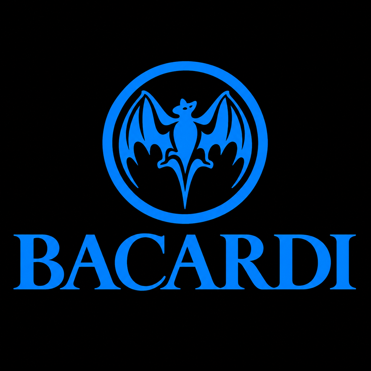 Bacardi-dekal i fargen Blå