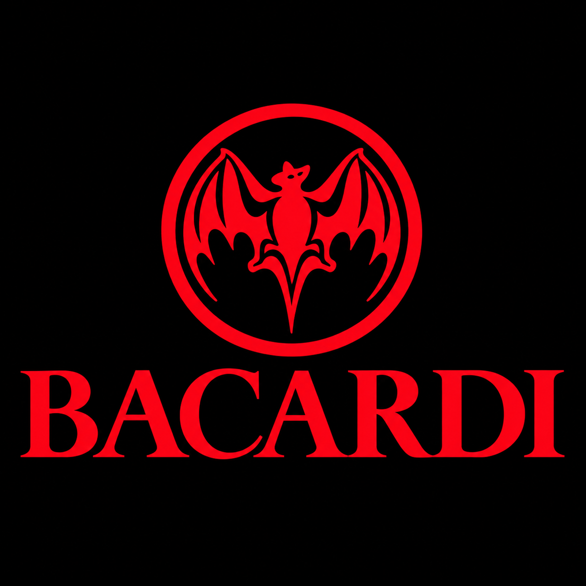 Bacardi-dekal i fargen Rød