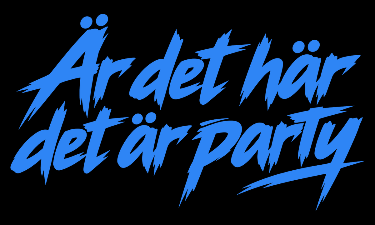 Är det här det är party – Blå klistremerke